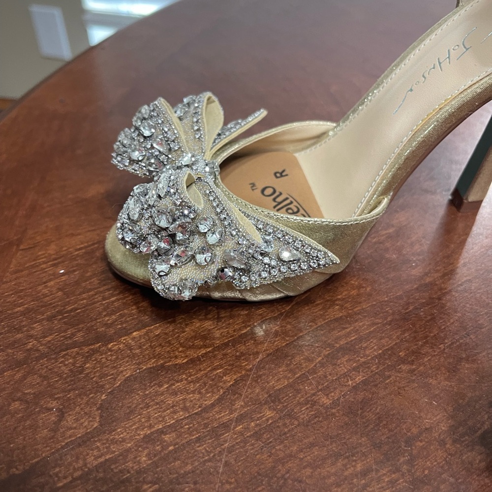 Betsey Johnson Something Blue LANDN Open-Toe Heels Rhinestone Bows - Picture 11 of 11